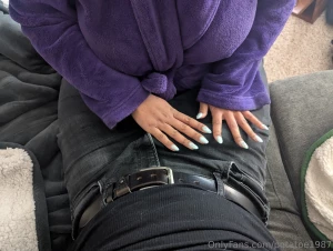 Love how her painted nails look caressing my bulge she had me leaking part 13