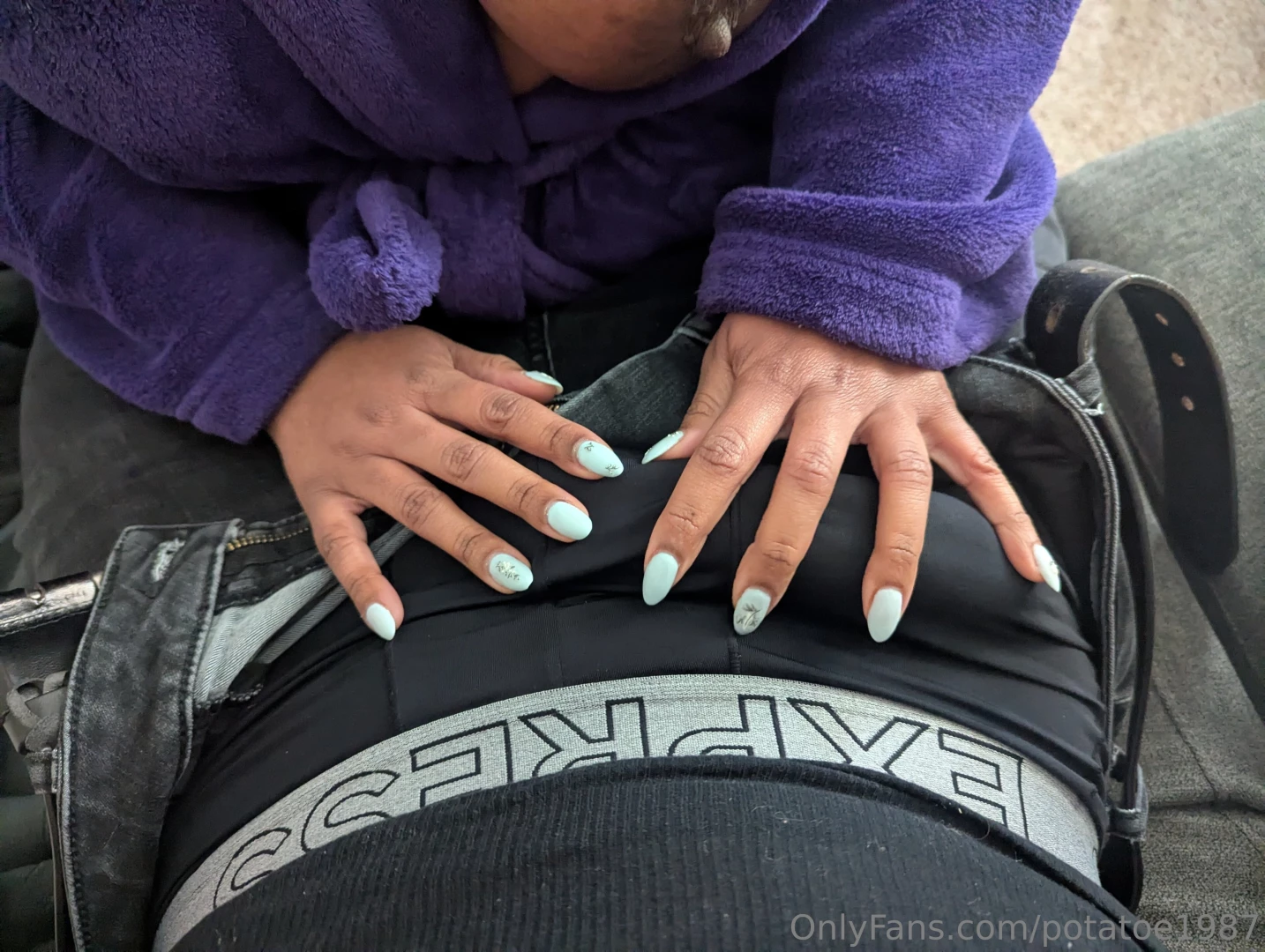 Love how her painted nails look caressing my bulge she had me leaking part 18 