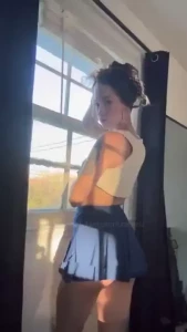 Feeling naughty with this itty bitty skirt