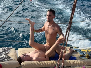 Watching the cute sexy couple berlavivcouple fucking on the gran