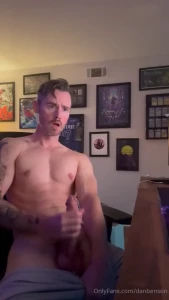 Huge cumshot while watching my onlyfans videos
