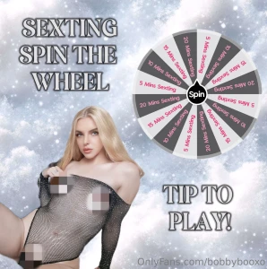 Sexting spin the wheel 1 spin 25 2 spins 35 3 spins 45 4 spins 65 tip