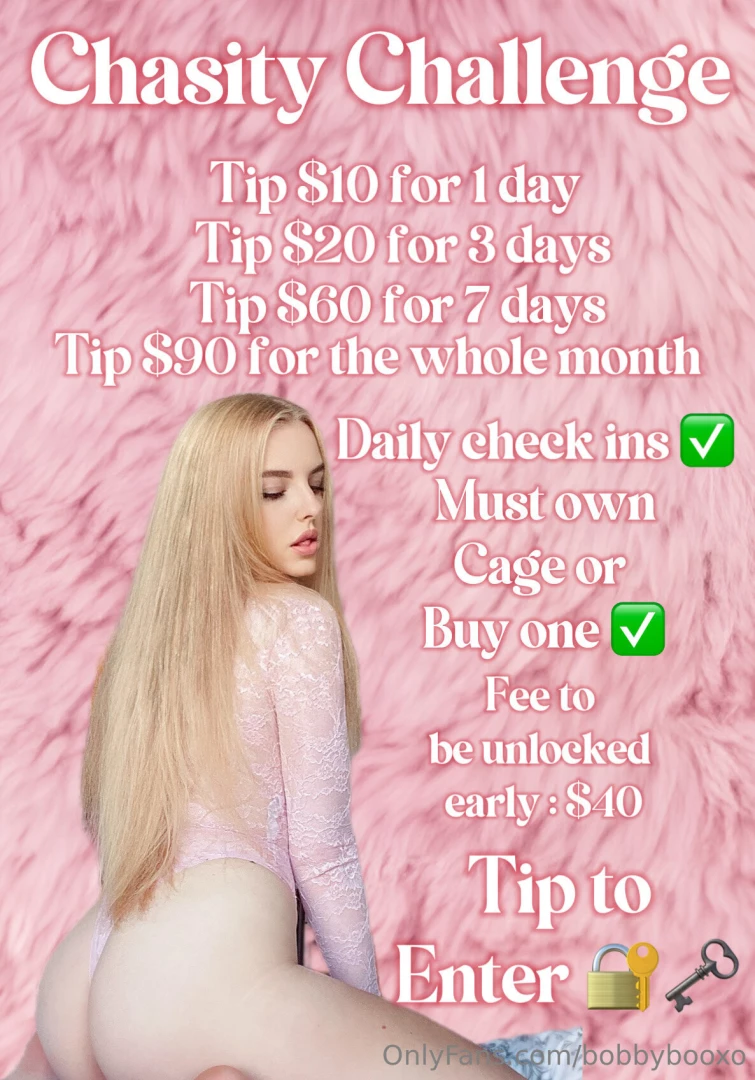 Chasity challenge daily check ins must own cage or buy one fee to 