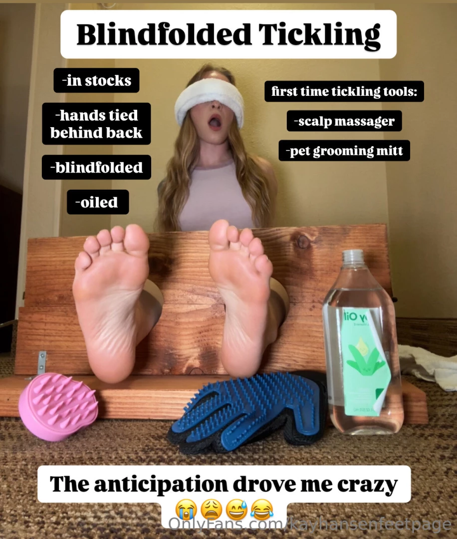 Blindfolded tickling with two brand new tools 