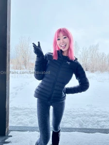 It s snowing so glad i have the warmest arcteryx jacket so i can hang