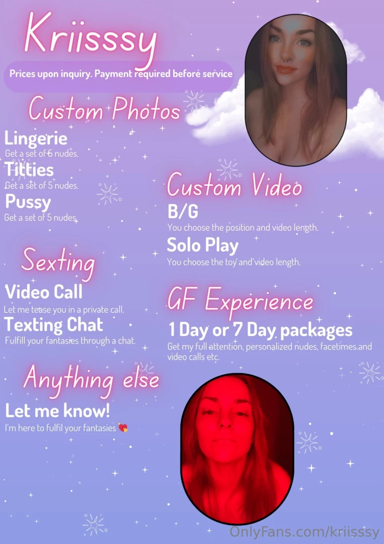 My updated menu send me a message 