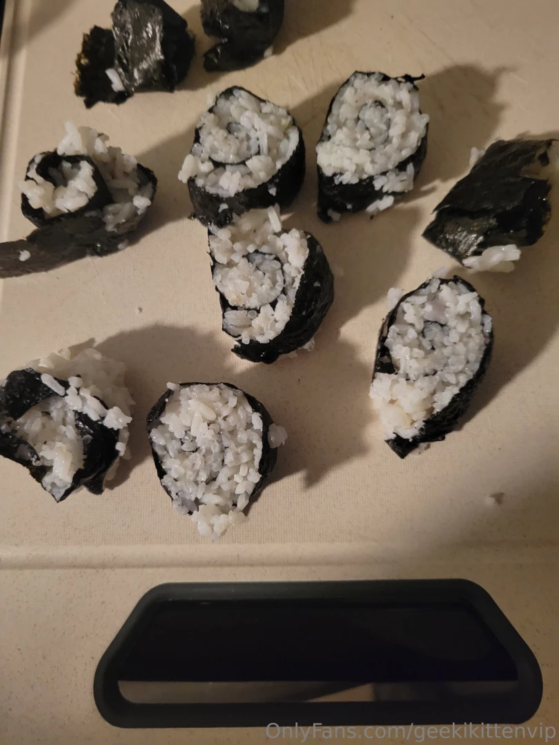 Been trying my hand at home making sushi rolls my first set were rice part 1 