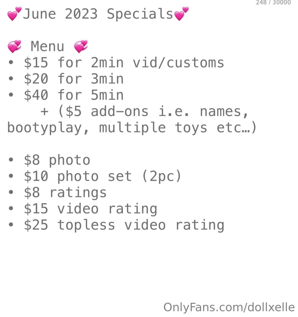 My specials for june 
