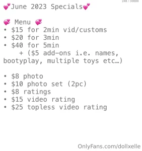 My specials for june