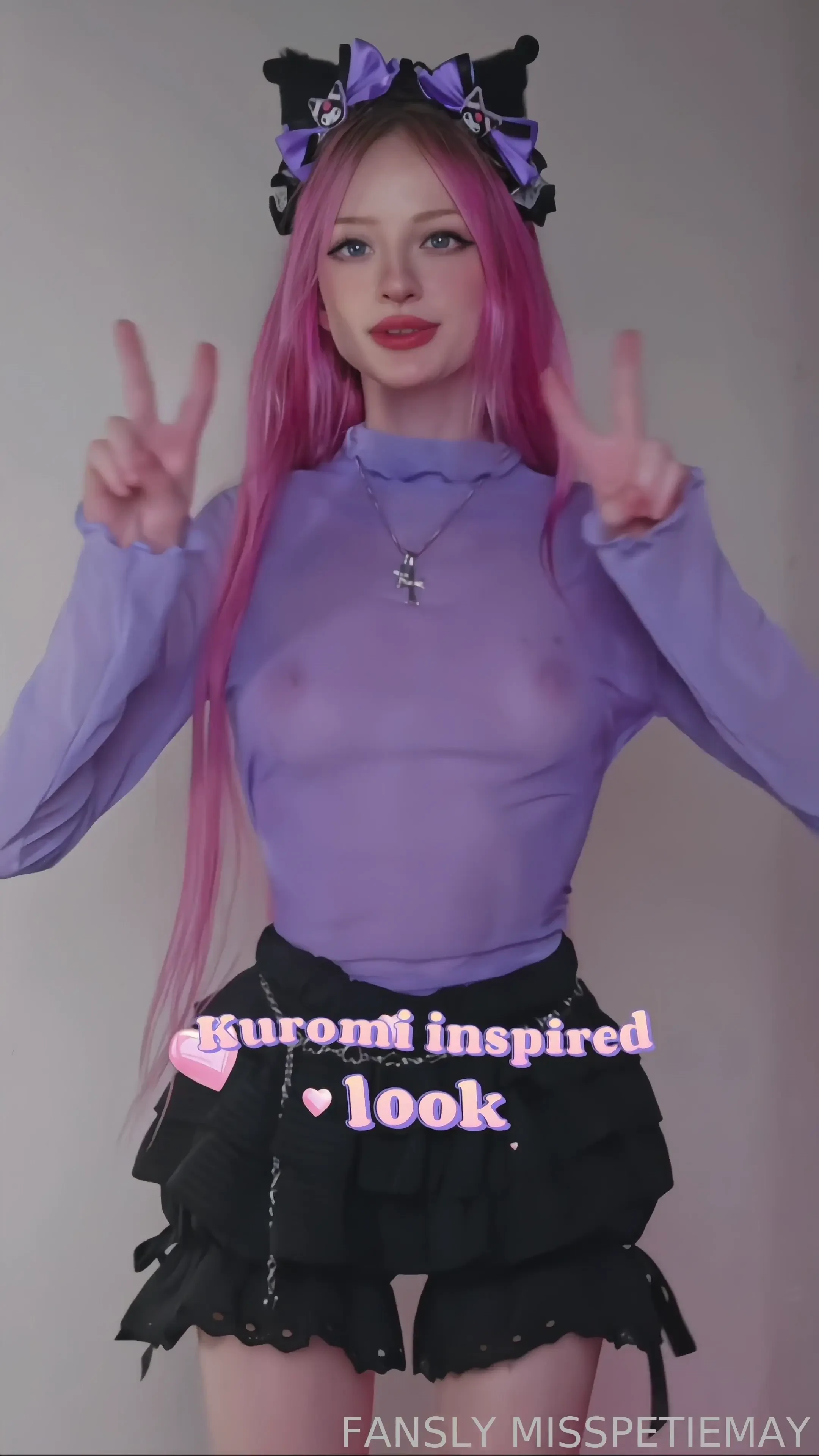 Rate my kuromi-chan cosplay 1-10 please skinny cosplaygirl transparent 