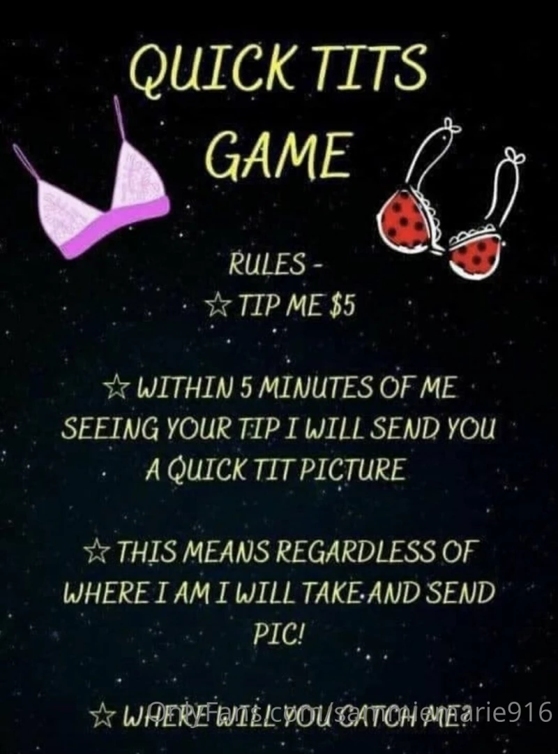 Quick tits game tip this post 5 within 5 minutes of seeing your tip i 