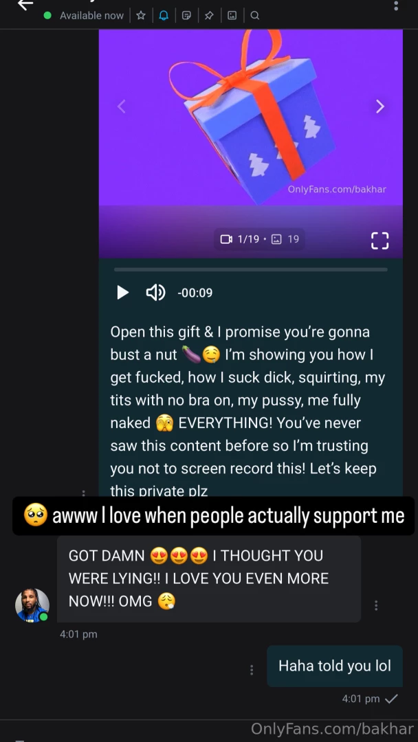 He s in love with me yall i love that listen if i sent you a gift to 