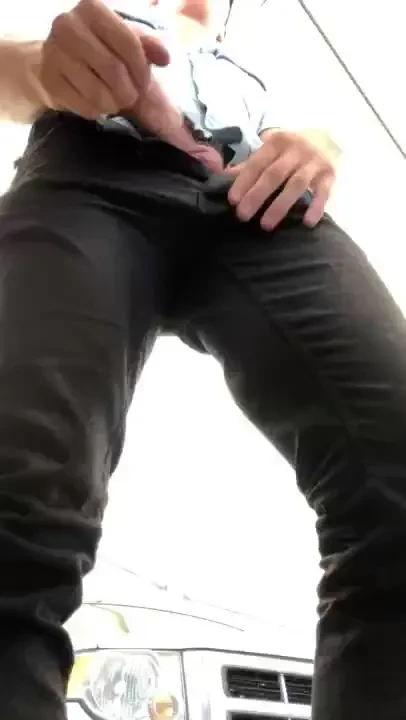 Risky parking deck dick flash 