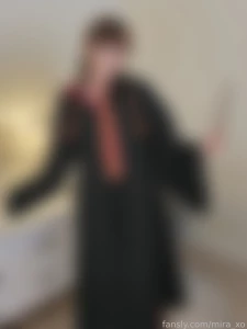 Stripping out of my hogwarts uniform for you cosplay photo set