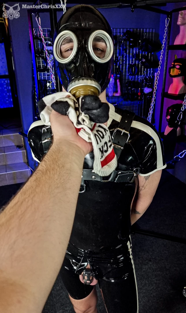 Of course in the end i let him smell my socks in a gas mask in this 