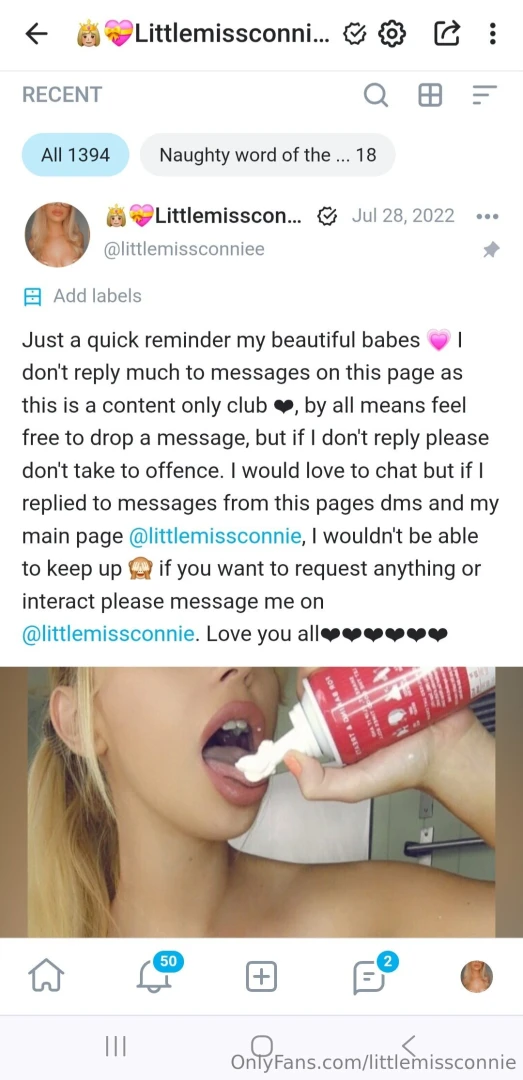 Check out my other page with no ppv or spam littlemissconniee 100s of 