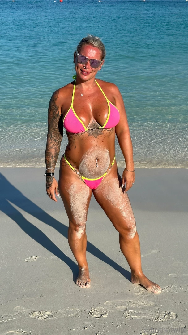 Covered in sand on the beach in my pink bikini x part 2 