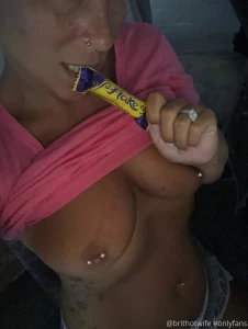 Fancy eating this chocolate off these pierced nipples guys x x