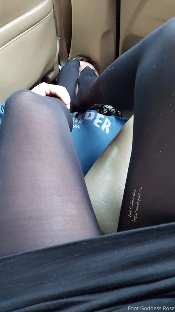 Foot fetish session in a car lots of smelly nylons sniffing part 12 