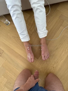 Mega cumshot on dannyblond feet part 1