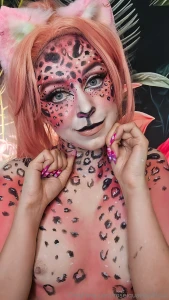Body painting behind the scenes - pink cheetah any ideas on what body part 9