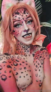 Body painting behind the scenes - pink cheetah any ideas on what body part 2