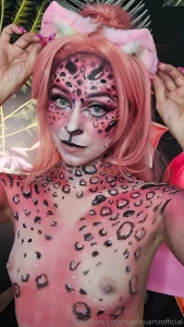Body painting behind the scenes - pink cheetah any ideas on what body part 5
