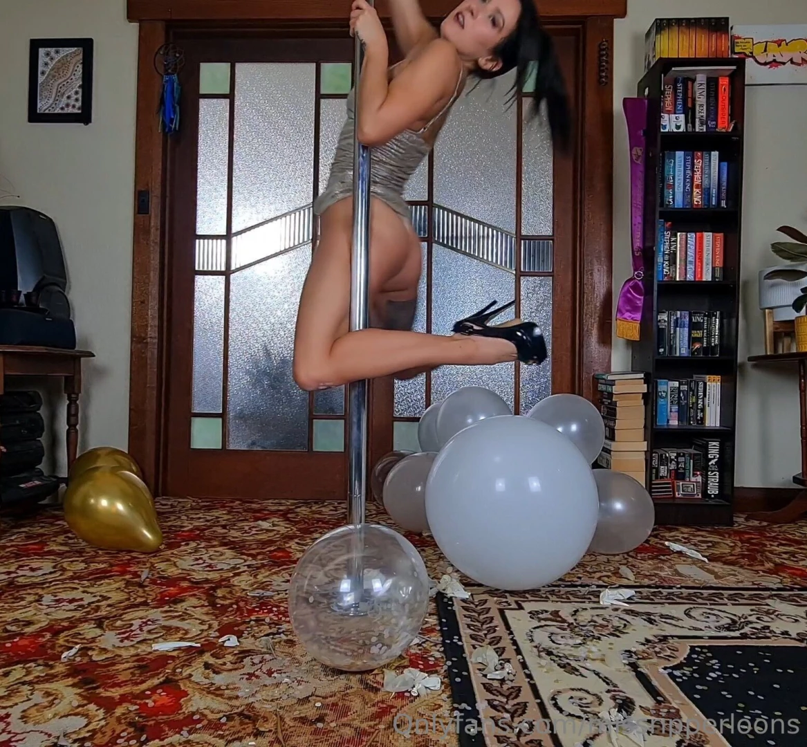Pole dancing with balloons is super hard but so much fun 