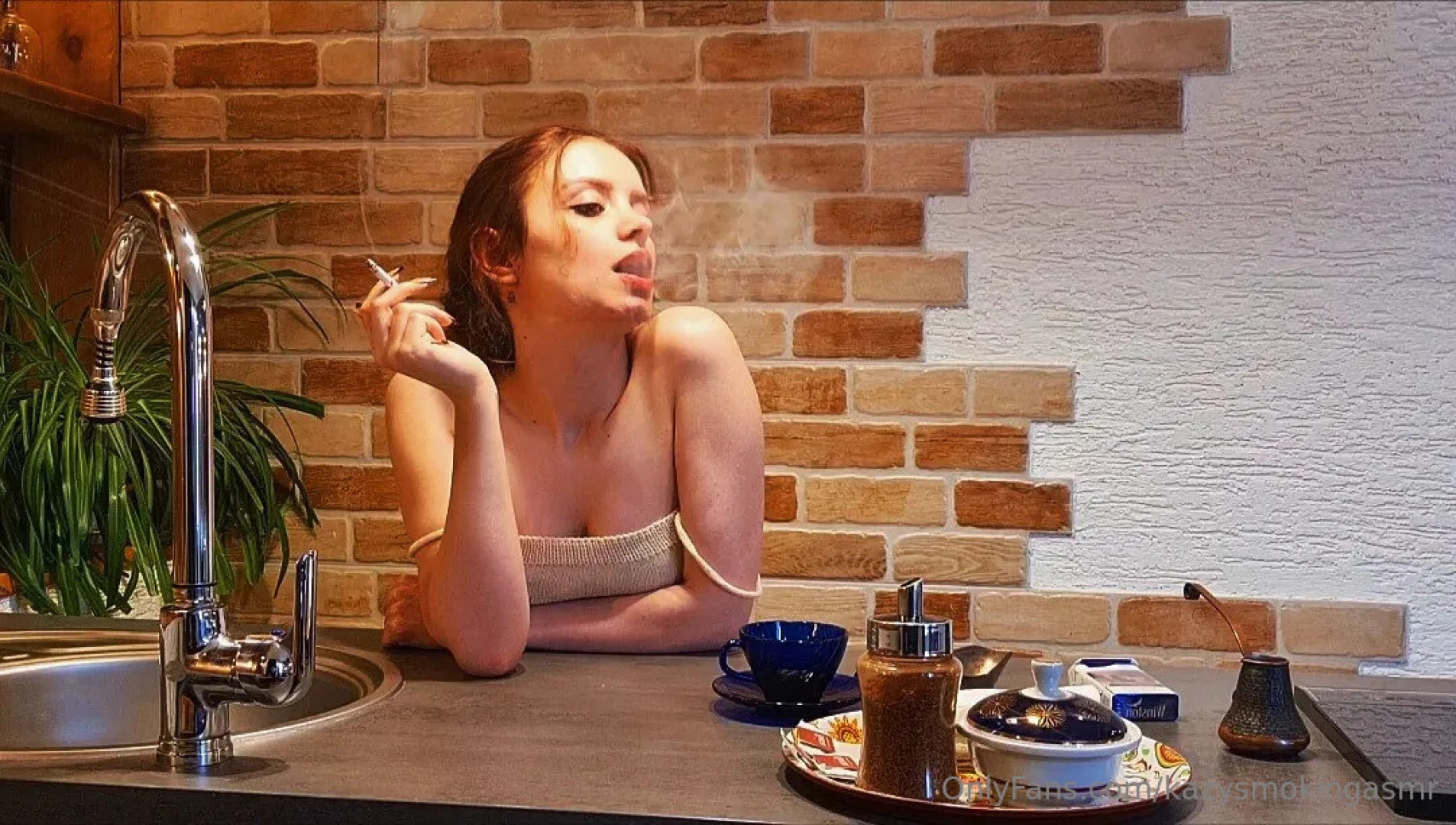 Let me make your morning coffee while you watch me smoke couple 
