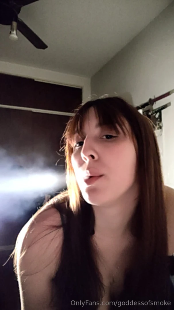 Smoking in my nightgown just me in my bedroom no makeup wearing 