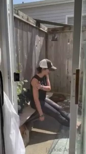 As promised jackie got caught fixing her shoulder it s the sound she