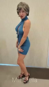 Sadie in a sweater dress amp heels