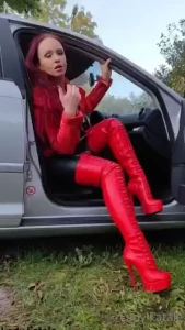 Follow me crawl on your knees and clean my boots