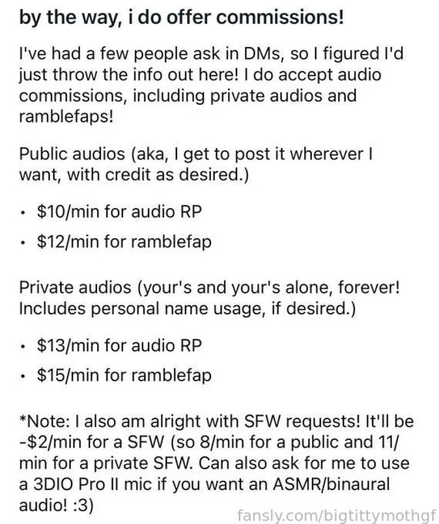 P s i have customs open only for audios right now this includes dick 