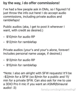 P s i have customs open only for audios right now this includes dick