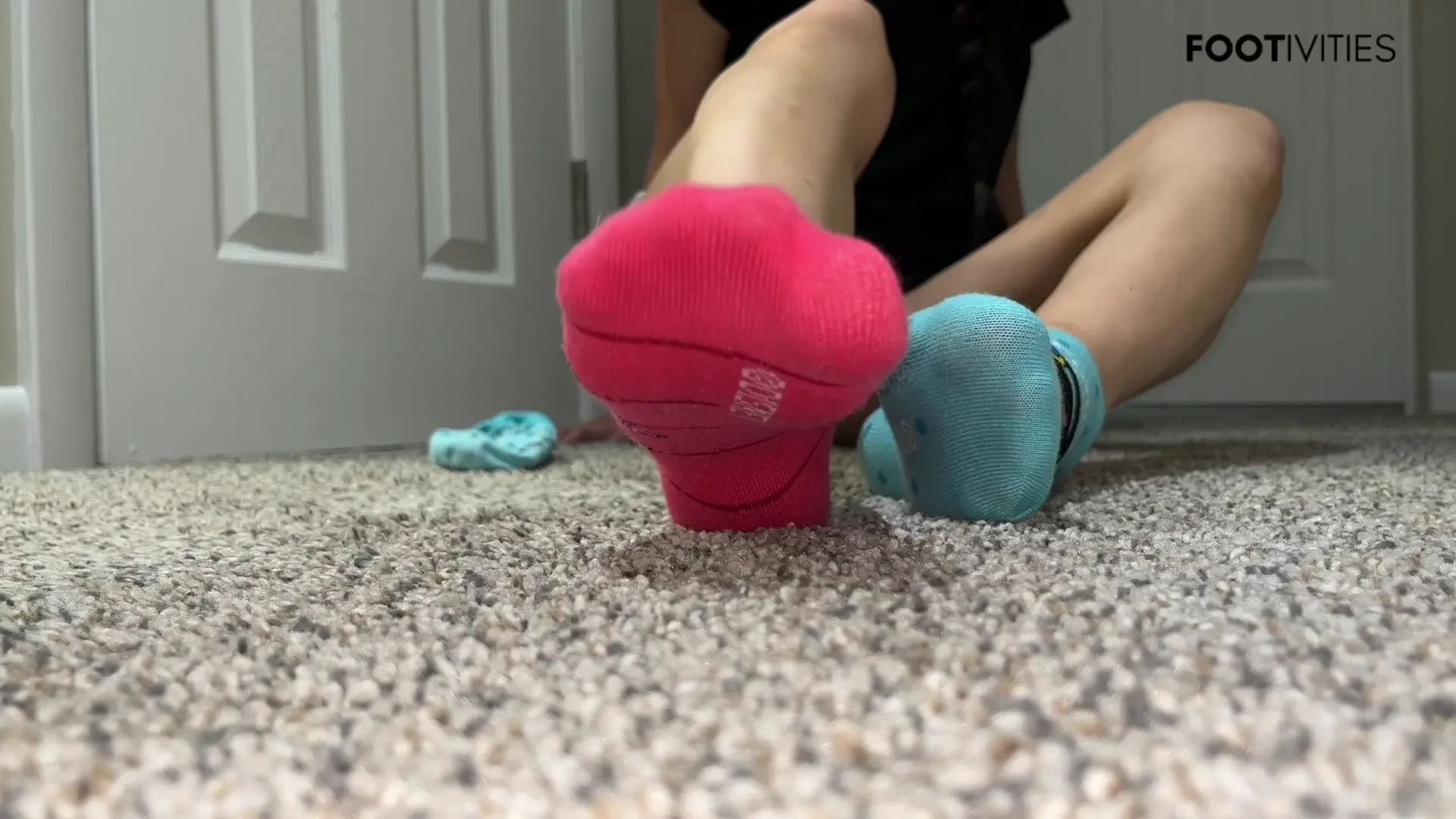 Throwback stripping off two layers of socks after a morning workout 