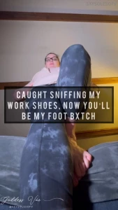 Caught sniffing my work shoes now you ll be my foot bitch i invited