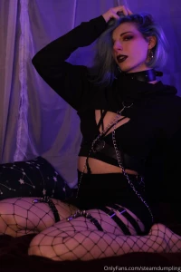 Tiny titty goth girlfriend no panties and i strip down to my fishnets