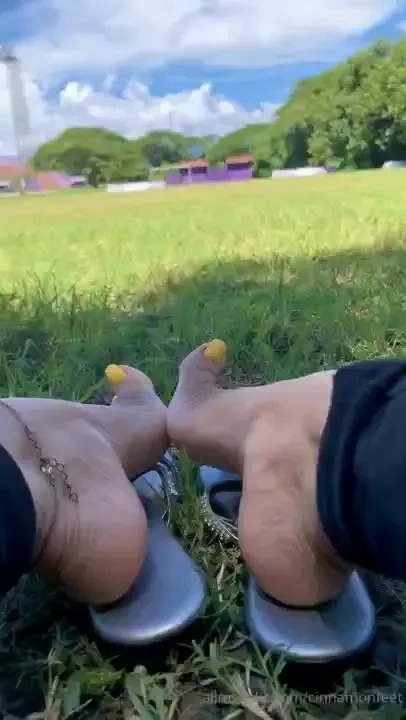 Which of my sandals do you like more love to play with my feet outside 