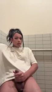 I needed to cum really bad so i went to the bathroom at raising canes