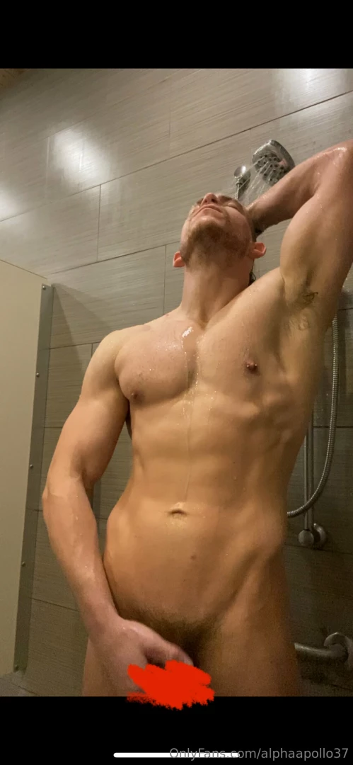 Stroking in the shower at the gym come worship my cock and muscles 