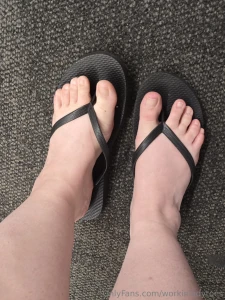 Quick shot of my plastic flip flops in line to check out