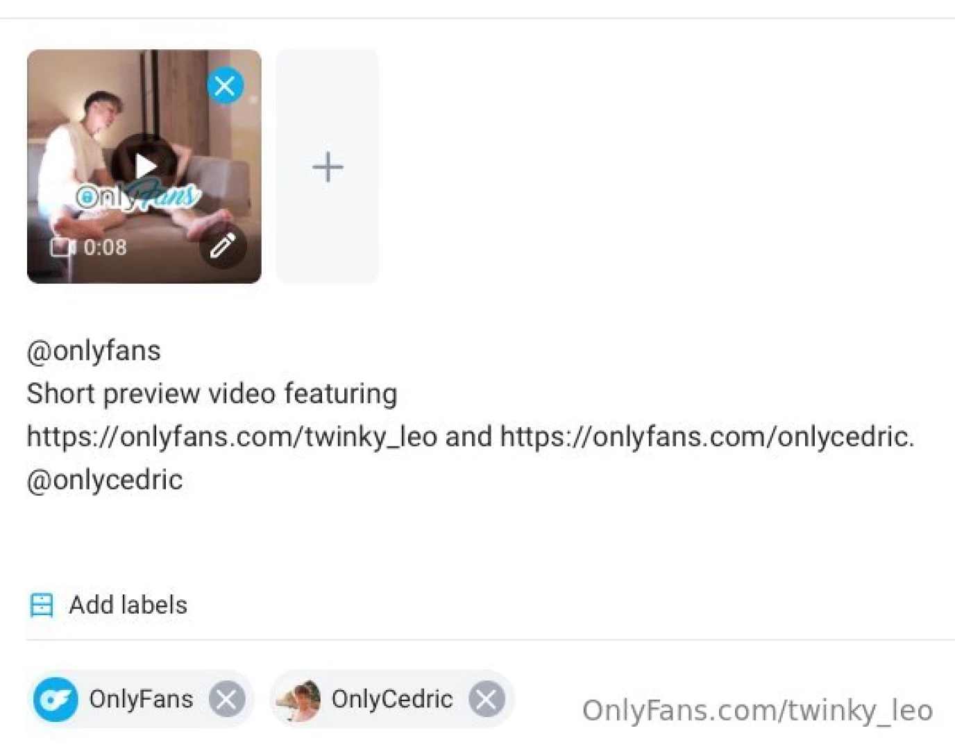 Onlyfans short preview video featuring https onlyfans com twinky_leo 