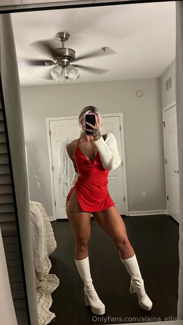 Thigh highs and a mini red dress might as well get on your knees now 