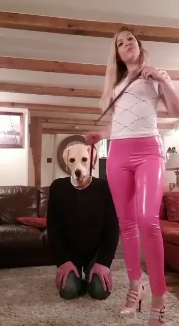 Video clip- real-time session with my doggy he loved my shiny trousers 