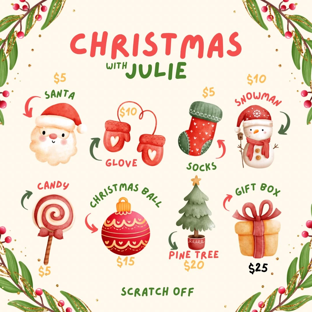 Julie s christmas scratch off every spot is a winning spot send the 