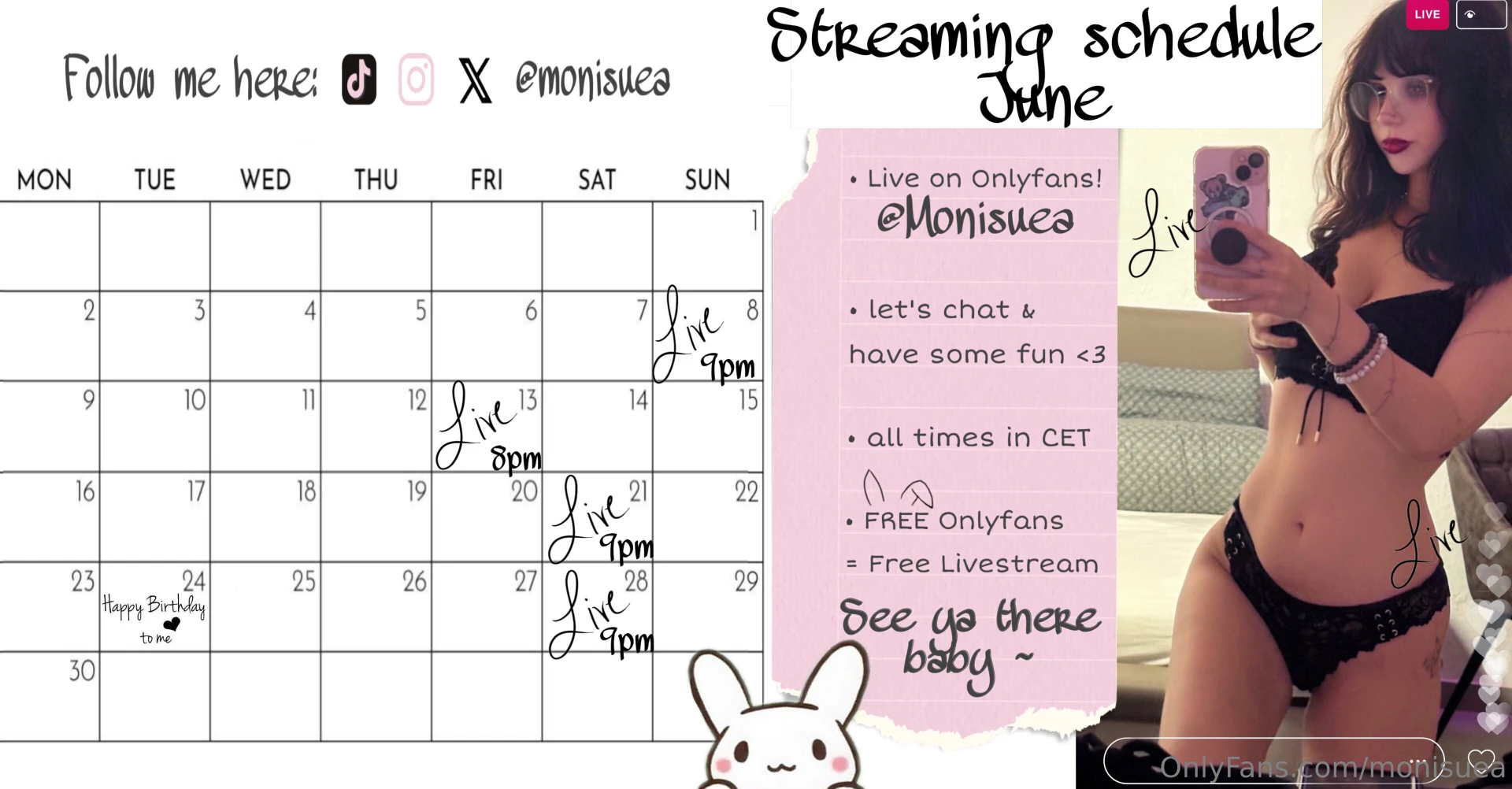 June schedule lt 3 sorry for the wait i was on vacation hope to see ya 