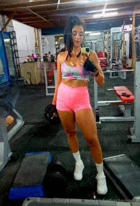 Here at the gym training hard to get prettier and richer for you baby