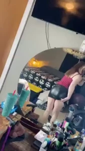 Something about the sound of leather watch ravyn play with her tits