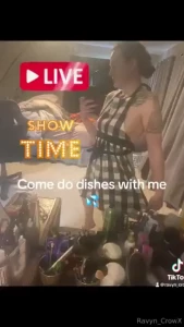 Cum do dishes with me live on the vip page ravyn_crow it might get wet